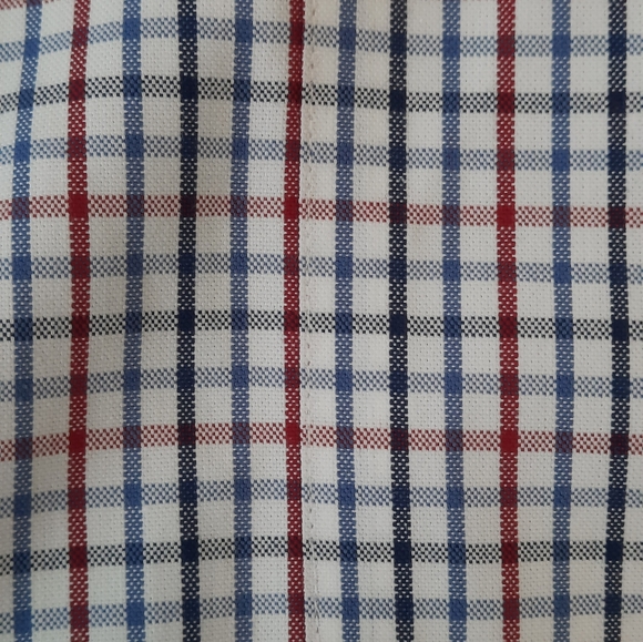 Paul Fredrick White/Blue/Red Check Button Down Long Sleeve Shirt Size 16.5- 35 - Picture 5 of 8